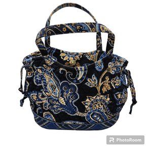 Vera Bradley Windsor Sm Two Handled Purse Blue Black Magnetic Snap Close Retired